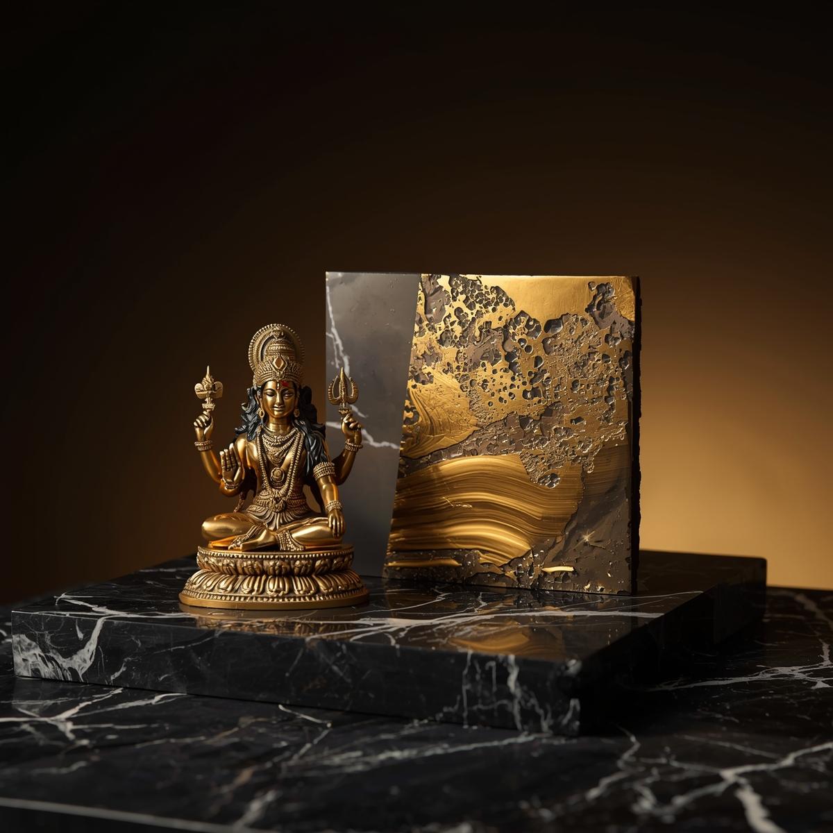handmade resin art and brass deity idol on black marble – ManiCrafted décor